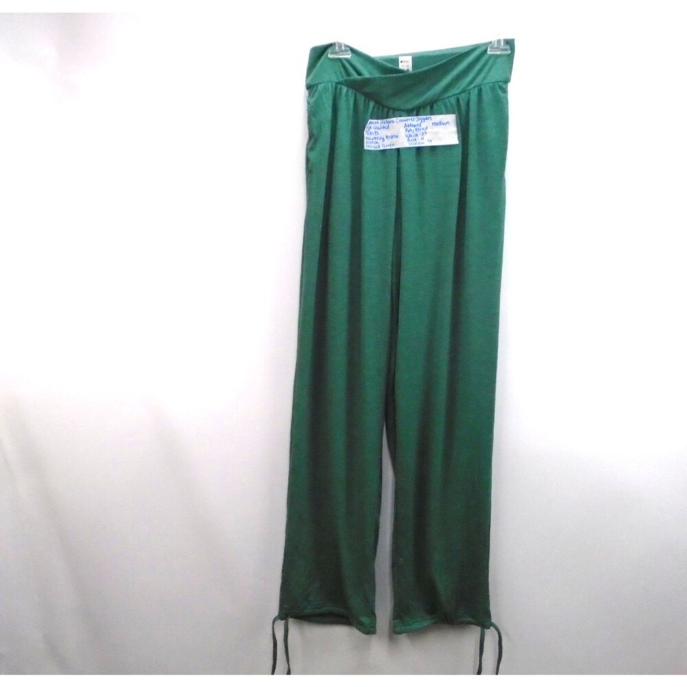 Halara Womens High Waisted Crossover Jogger Pant Size M Green Wide Leg Tie Ankle - Picture 1 of 9